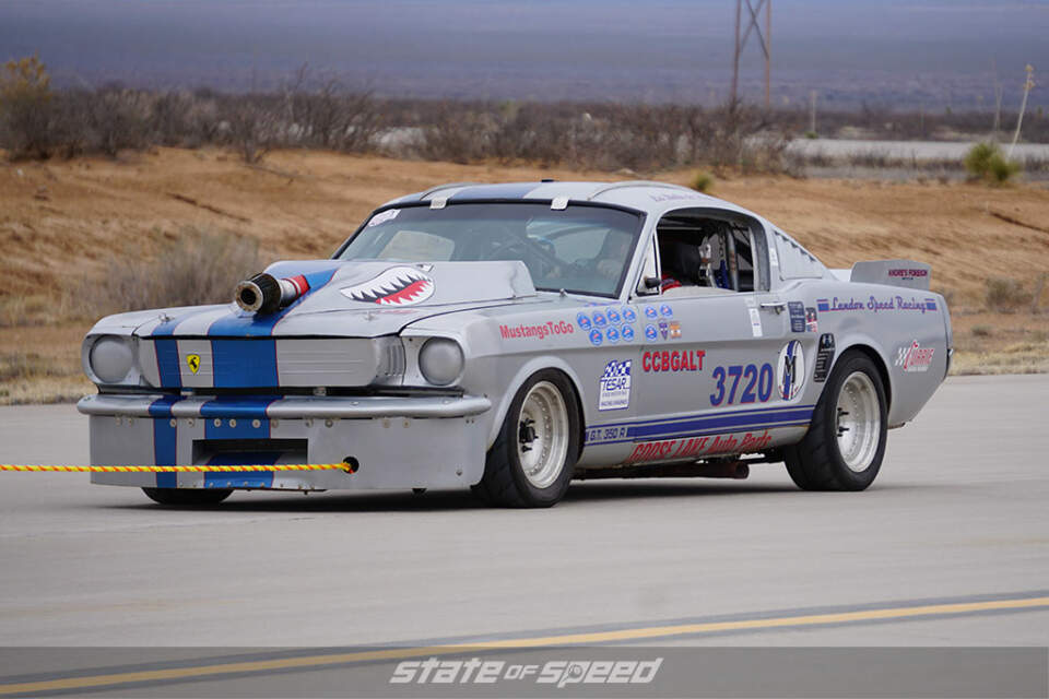 Classic mustang attempting to set a land speed record