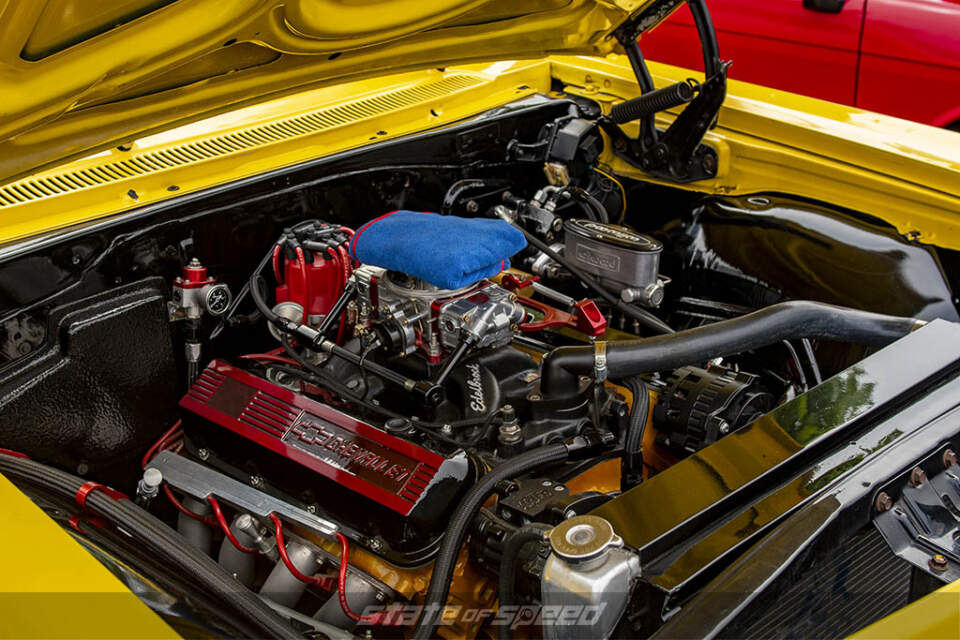 Chevrolet muscle car engine at State of Speed Los Angeles LA