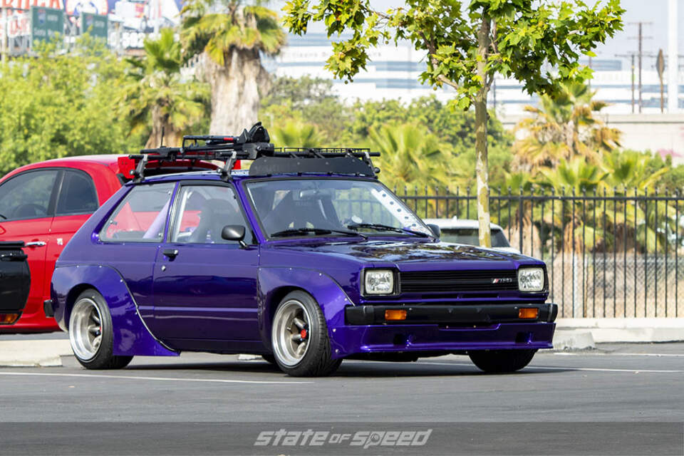Purple classic Toyota at State of Speed Los Angeles LA