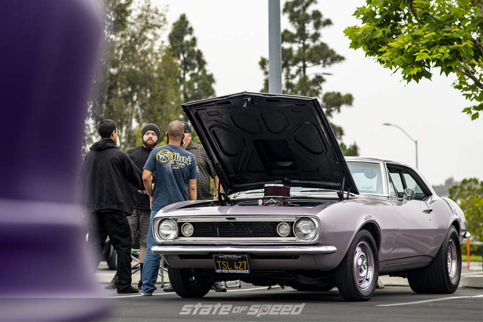 Purple muscle car at State of Speed Los Angeles LA