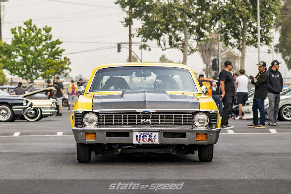 yellow and black chevrolet SS muscle car at State of Speed Los Angeles LA car meet