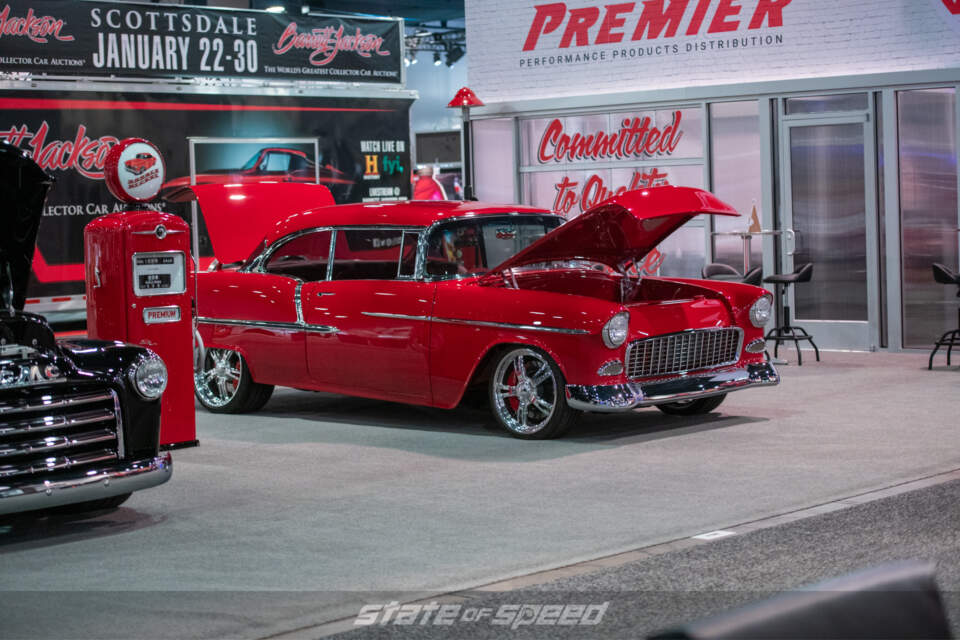 Red Chevy 210 Coupe at SEMA 2021